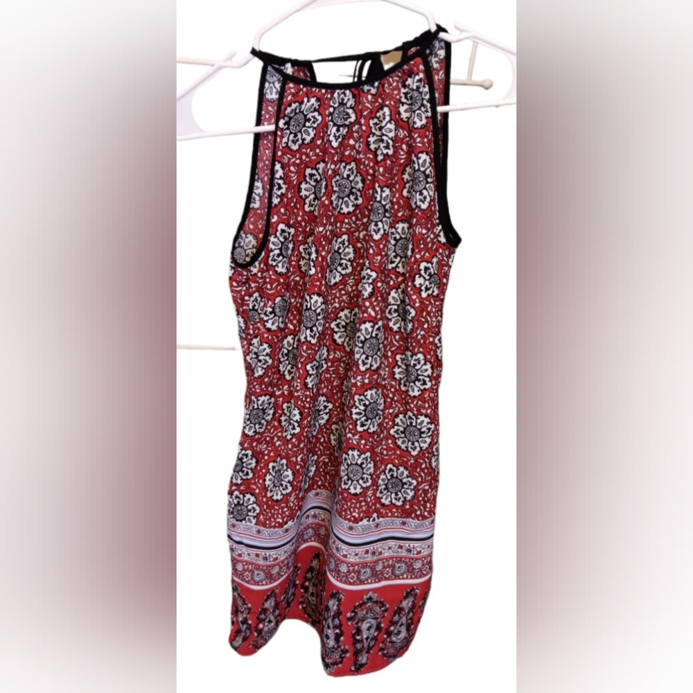band of gypsies Womens SiZE XS Thin Red White Black Floral Slip Dress EUC (C1)